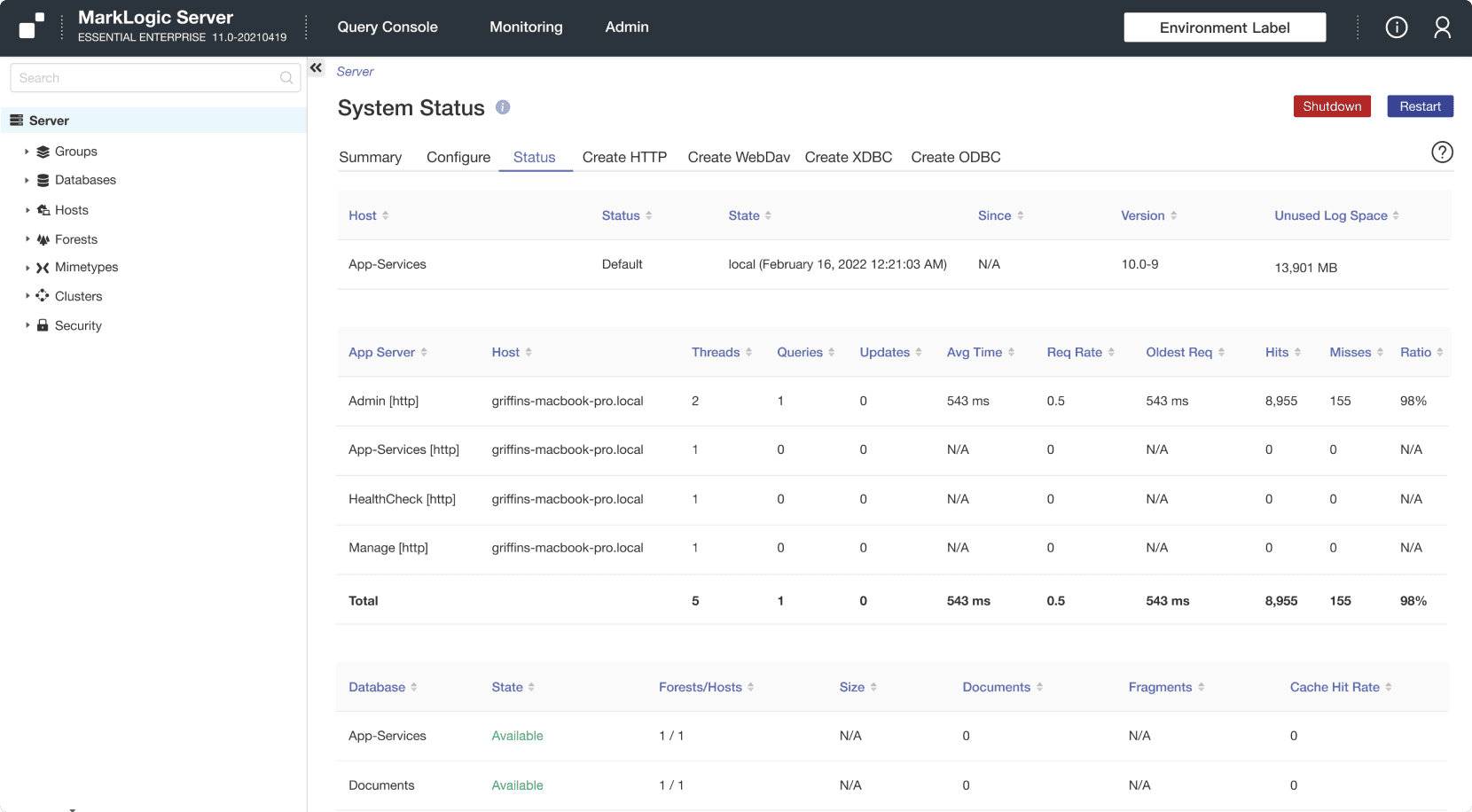 Database Dashboard Redesign - Redesigned screens