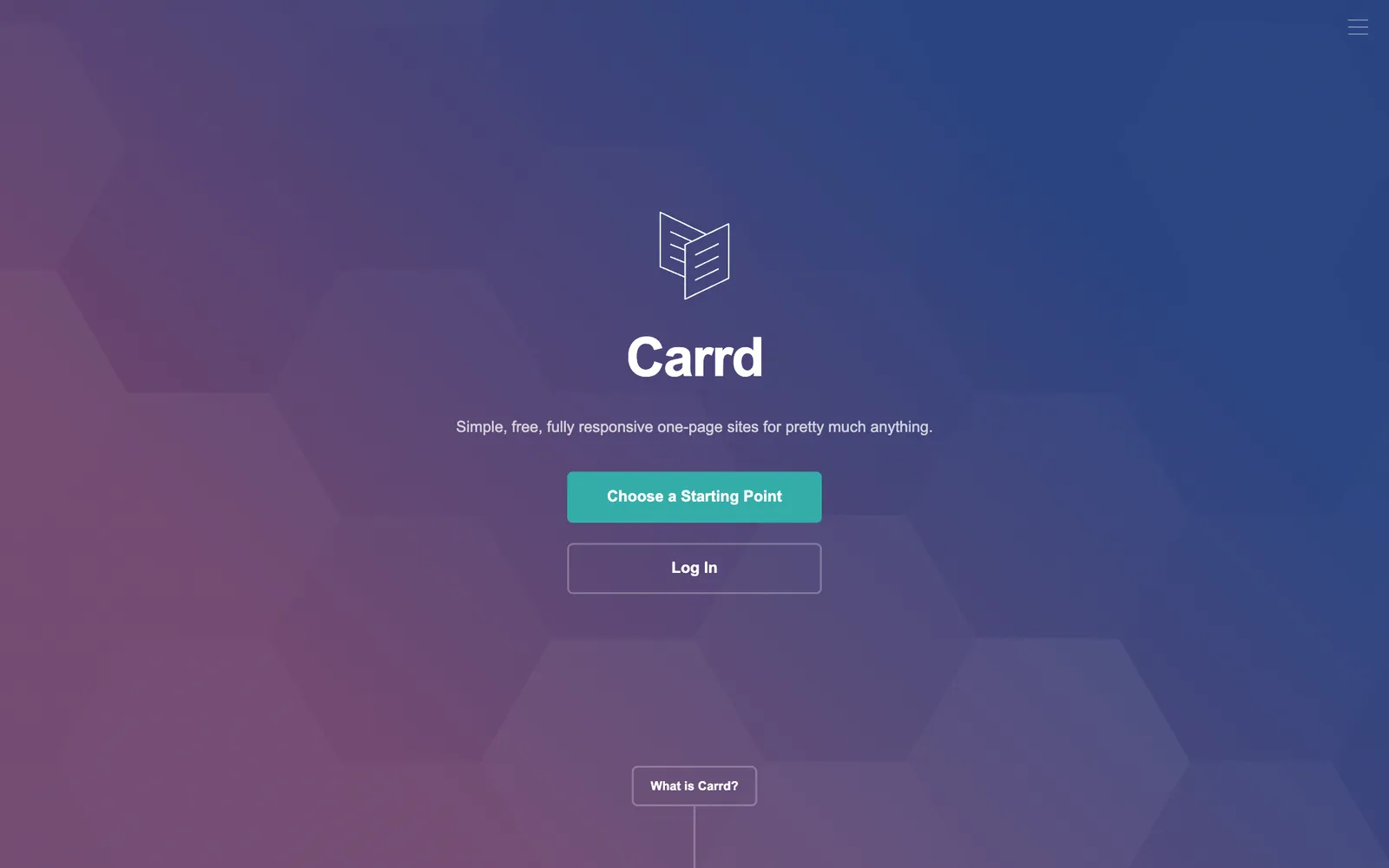 The Carrd homepage: simple, free, fully responsive one-page sites
