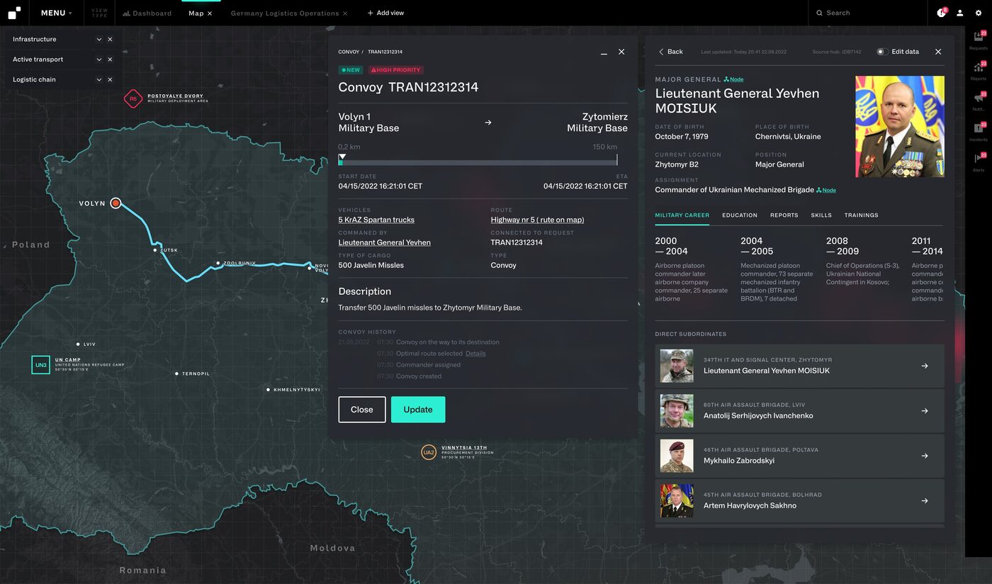 MarkLogic Logistics App - Dashboard + Map views