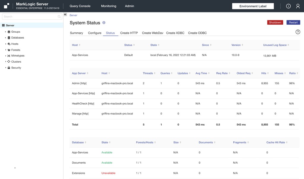 MarkLogic Server - Dashboard redesign